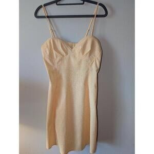 Forever 21 Dress Womens Size Medium Yellow Check Sundress Spaghetti Strap Cottag